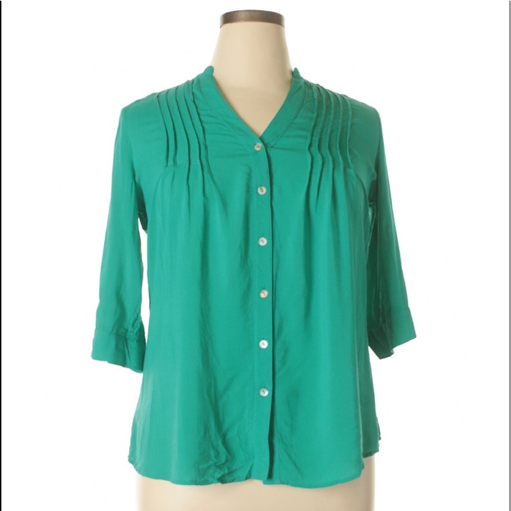Love Tree Teal 3/4 Sleeve Blouse